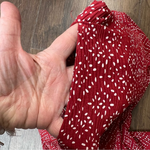 New In Red Patterned Women's Wide Leg Jumpsuit SZ MED - Picture 10 of 11